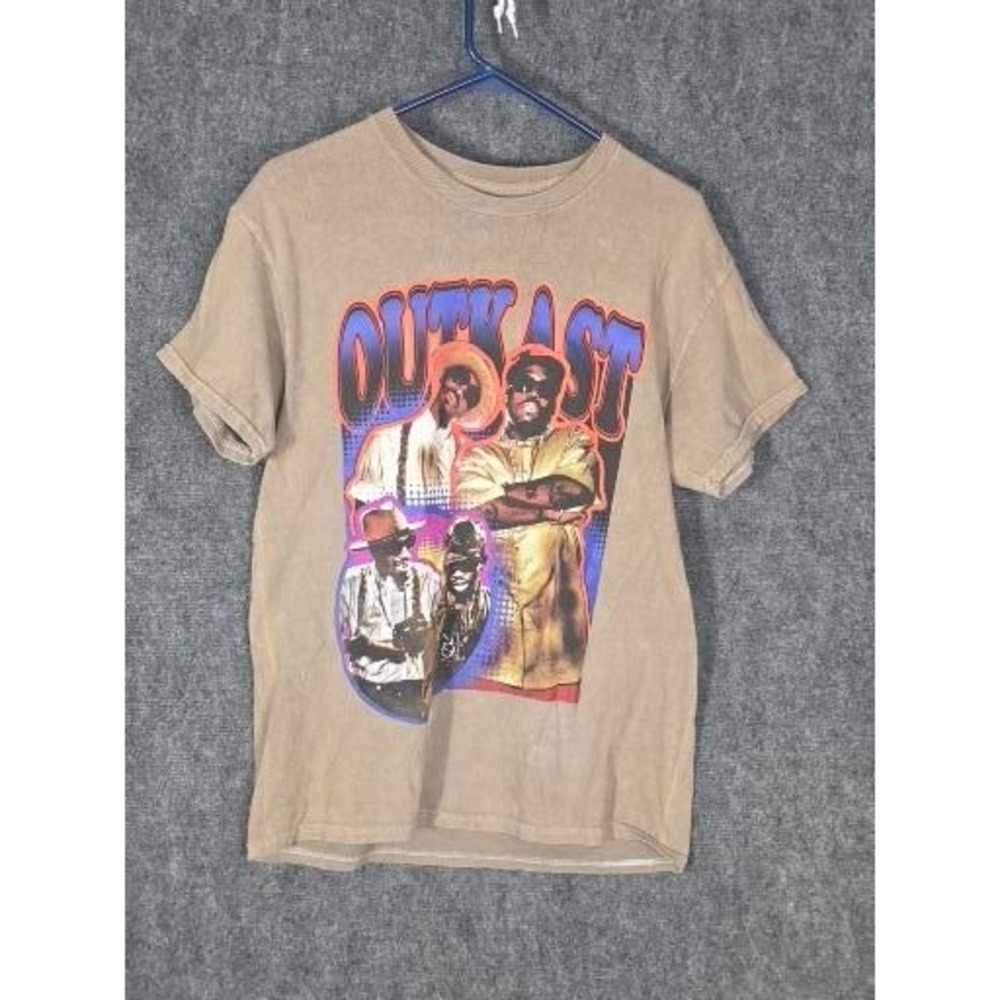Outkast Graphic T-Shirt Mens Medium Tan Brown Hip Hop Rap Tee Andre 3000 Big Boi
